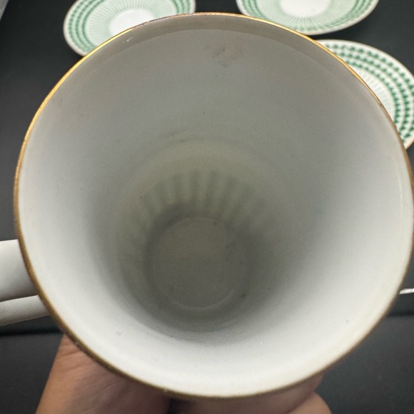 3 Demitasse Cups  & 4 Saucers NEIMAN MARCUS Japan 1970's SHAMROCK White/ Green - Picture 14 of 16